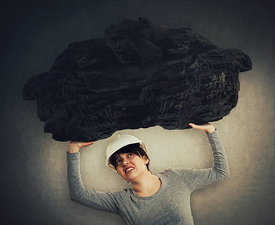 Woman with Rock Safe Lifting